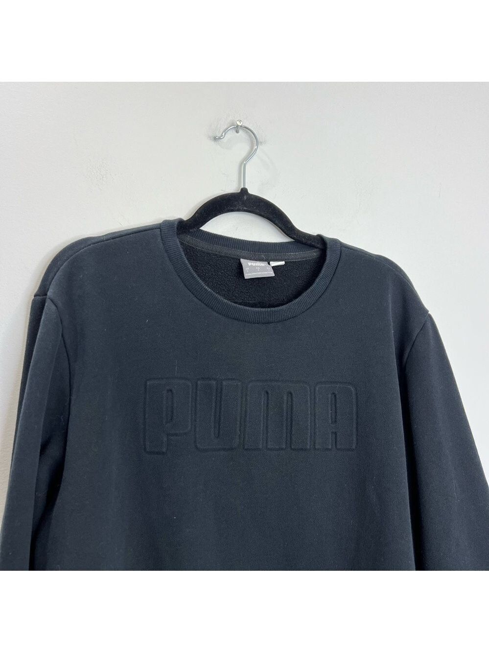 PUMA black spell out crew neck sweat shirt L - Picture 4 of 11